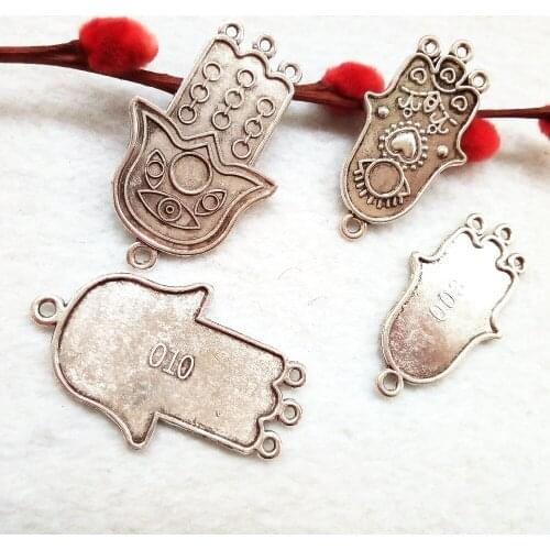 Free Shipping 2Pcs 25*45mm or 30*50mm silver lucky hand connection pendant connection Accessories