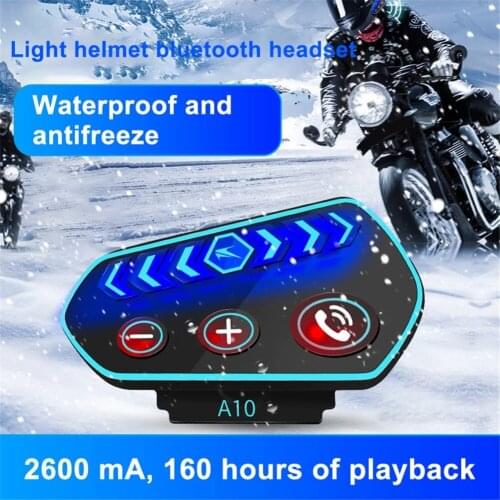 A10 Wireless Helmet Headset IP67 Motorbike Bt 5.0 Interphone Motorcycle Bluetooth Stereo Headset for Cell Phone