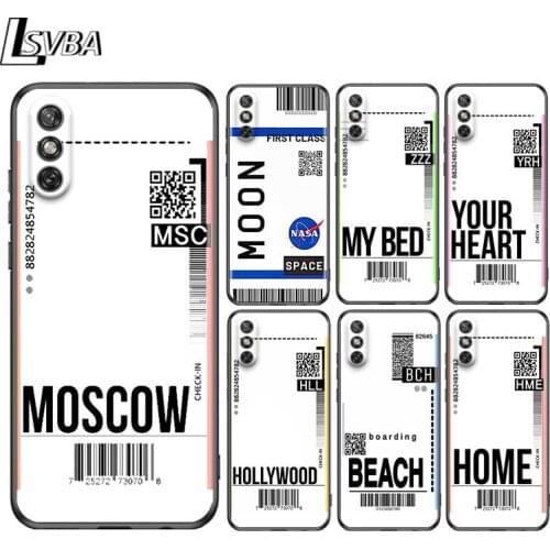 Air Ticket Travel for Huawei Y9A Y9S Y9 Y8S Y8P Y7P Y7 Y6 Y5P Y5 Lite Pro Prime 2020 2019 2018 2017 Black Phone Case
