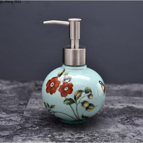 Painted Ceramic Lotion Bottle High-end Pattern Bathroom Accessories Home Square Shampoo Shower Gel Bottle Bathroom Accessories