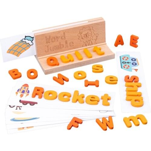 Montessori Spell Word Game Wooden Toys Early Learning Jigsaw Letter Alphabet Puzzle Preschool Educational Baby Toys For Children