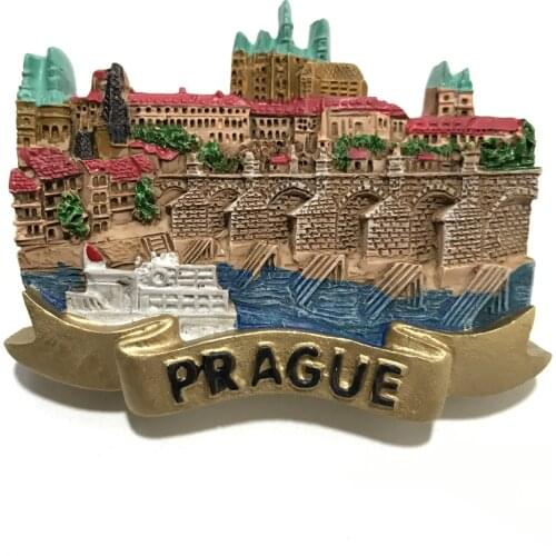 Prague Square Czech Republic Travel Souvenir Fridge Magnet Decor Creative Manual Resin 3D Magnet Fridge Sticker for Home Decor