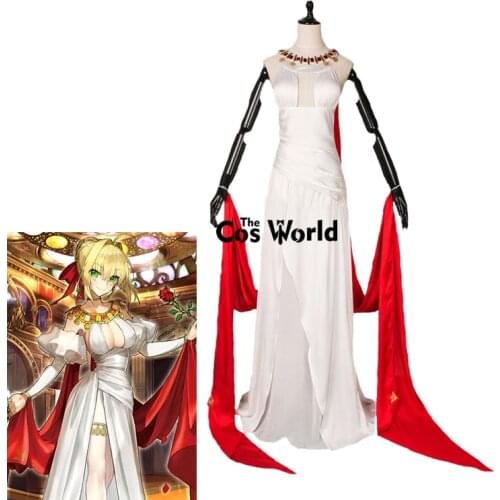 FGO Fate Grand Order 2nd Saber White Gown Formal Full Dresses Uniform Outfit Anime Cosplay Costumes
