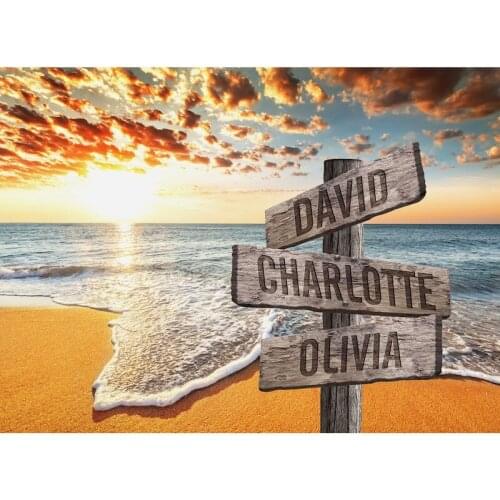 GATYZTORY Frame Beach Wooden Sign Paint By Numbers Handpainted Oil Painting Canvas Drawing DIY Gift Home Wall Decor