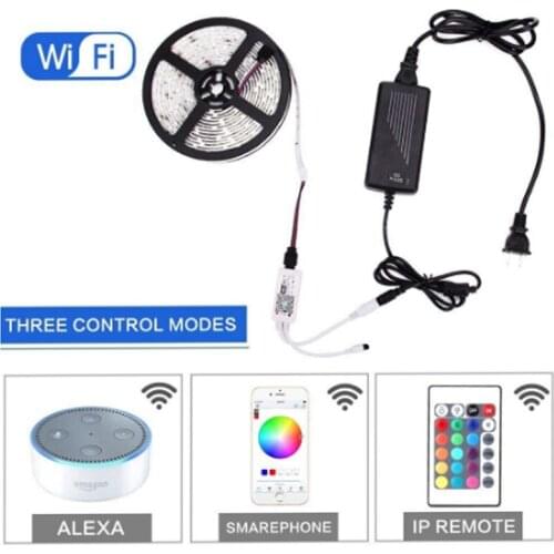 DC 24V SMD 5050 RGB 5M 10M WiFi Controller LED Strip Smart Phone Flexible 30led/m Power kit Living room room atmosphere light