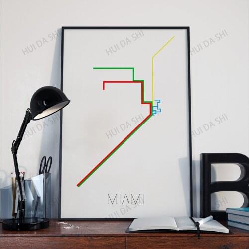 Miami Subway Map Poster | Miami Tube Map | Transit Map | Miami Art | Room Decor | Miami Map | Minimal Poster Art | Miami Metro