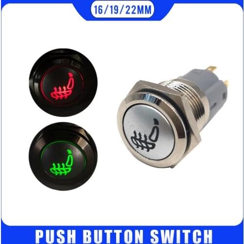 16mm 19mm 22mm Car Seat Heating Push Button Light Momentary Latching 12V Switch 3V 5V 12V 24V 220V LED Light Car Start Speaker