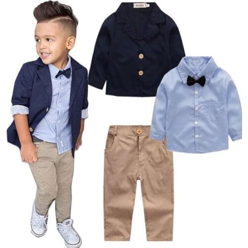 3PC Spring Autumn boys clothing set school outfit baby boys clothes sets little gentleman for 2 3 4 5 6 7 8 years boy