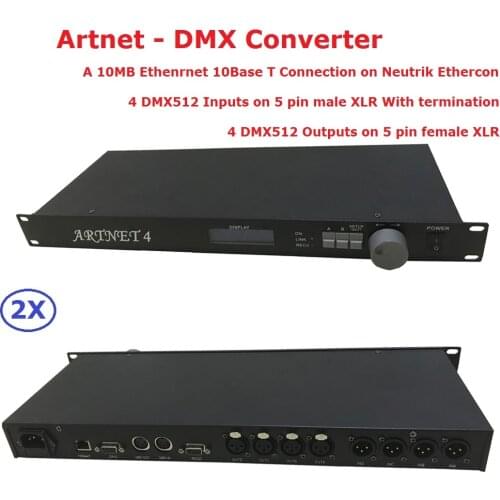 2Pcs Artnet 4 10MB Ethernet 10BaseT Connection On Neutrik Ethercon 4 DMX Input Output 5 Pins XLR DMX Console With DIN Connectors