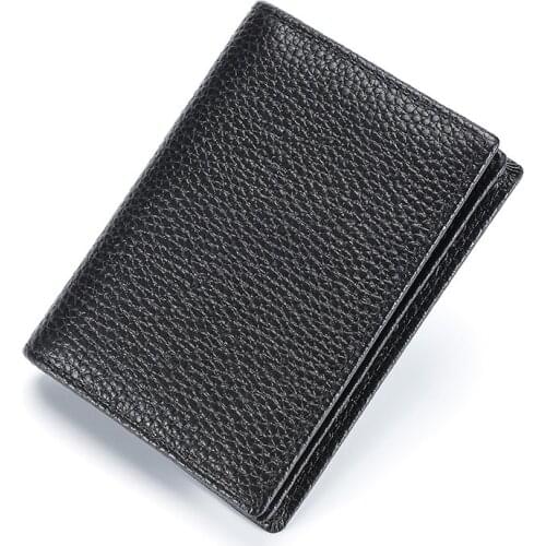 Genuine Cow Leather Card Holder For Men Cow Top Grain Leather Wallet Name ID Credit Bank Card Thin Wallet