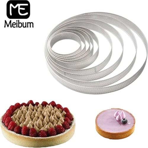 Meibum Round Stainless Steel Tart Ring Suit French Dessert Cheese Mousse Cake Mold Fruit Cream Pie Pan Bake Tools Pizza Mould