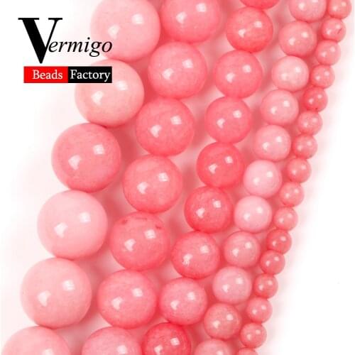 4/6/8/10/12mm Natural Stone Beads Pink Jades Round Beads for Jewelry Making Diy Handmade Bracelets Earring Accessories