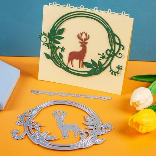 Leaves Wreath 3D Vignette Metal Cutting Dies Cut Die Mold Leaf Rattan Scrapbook Paper Craft Knife Mould Blade Punch Stencils Die