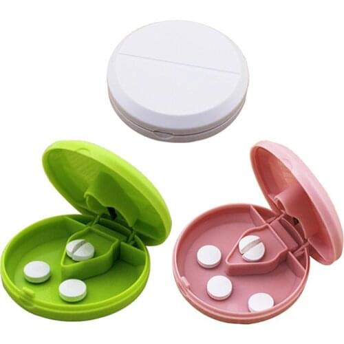 Medical Pill Half Quarter Splitter Storage Compartment Box Tablet Cutter Holder