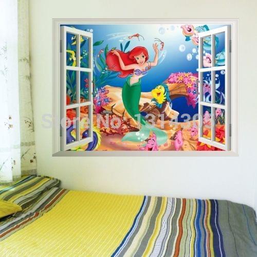 Lovely Mermaid Princess Ariel Wall Sticker Vinyl Art Decal Kids Room Decor FLGP2