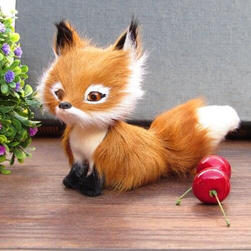 About 12x8cm simulation fox real fur brown fox model ornament scene layout prop decoration gift h1263