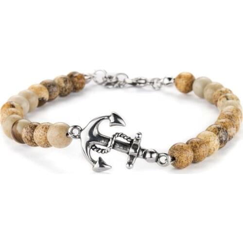 Runda Fashion Anchor Bracelet for Mens Stainless Steel Bracelets Jewelry