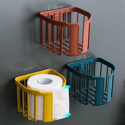 Bathroom Toilet Paper Rack Wall Mounted Adhesive Organizer No-Drill Leachate Large Capacity Tissue Holder Hanging towels