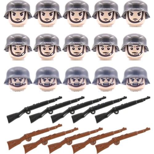 WWII German Army Figures Building Blocks German Soldiers Weapons Gun 98k Military Accessories Bricks Sets Toys for Children D280