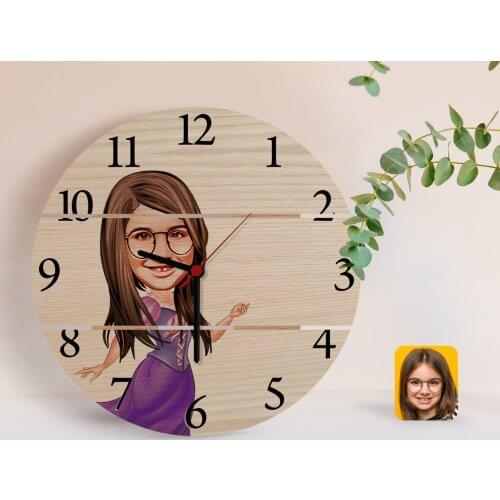 Personalized Female Child Princess Caricature Of Authentic Wooden Pallet Saat-3
