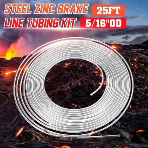 25Ft 7.62m Roll Tube Coil of 5/16" OD Silver Steel Zinc Brake Pipe Hose Line Brake Transmission Line Fuel Tubing Anti Rust