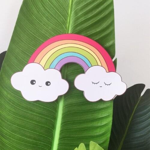 INS Nordic Wooden Rainbow Wall Sticker For Baby Kids Room Decoration Ornaments Wood Crafts Wall Decal Nursery Decor Photo Props