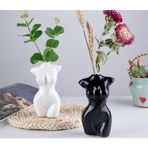 Human Creative Crafts Woman Ceramics Vase Ornaments Dried Flower Home Decoration Furnishings Interesting Floral Organ For Room