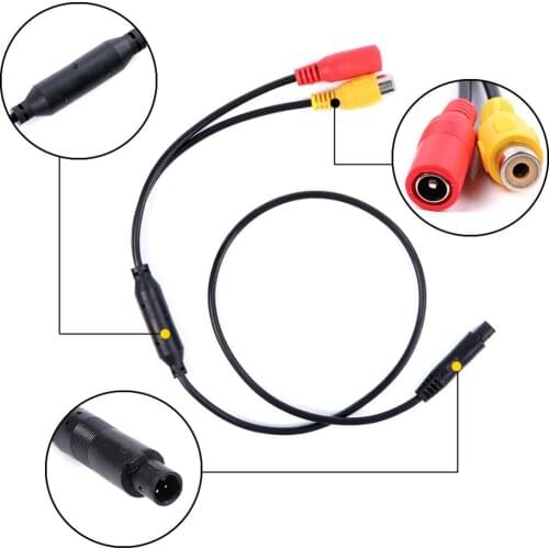 Universal 4-Pin Male Backup Reverse Camera Car To CVBS RCA Female Connector Signal Power Adapter Wire Harness Audio Cables