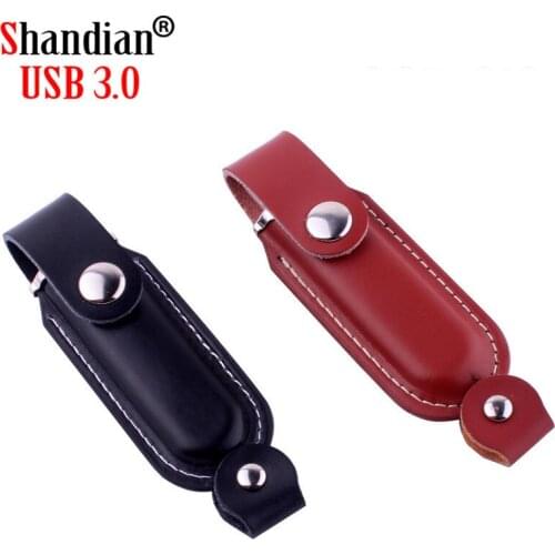 SHANDIAN USB 3.0 Hot selling high speed leather thumb drive 4GB 8GB 16GB 32GB 64GB real capacity External Storage free shipping