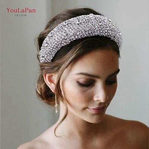 YouLaPan HP362 Rose Gold Rhinestone Wedding Headpieces Bride Crowns and Tiaras Large Bridal Headpiece Full Crystal Baroque Tiara