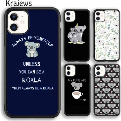 Krajews Funny Animal The koala Phone Case Cover For iPhone 5s 6s 7 8 plus X XR XS 11 12 pro max Samsung Galaxy S8 S9 S10