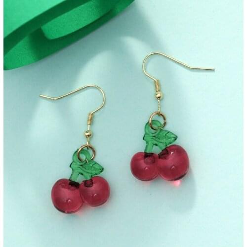 Fashion Cute Cherry Drop Earrings for Women Girls fruit Dangle Hook Earring 2021 Acrylic Jewelry Gifts Accessories