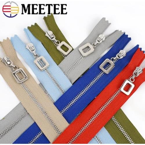 10pcs Meetee 3# Metal Zippers Auto Lock Zips Closure 15/18/20/25/30cm Close-end for Sewing Bags Clothing Zipper Repair Accessory