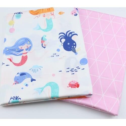 Mermaid Pattern 100% Cotton Sewing Fabric For Baby,DIY Home Textile Quilt Cover Sheets Handmade Cloth Child Fabric