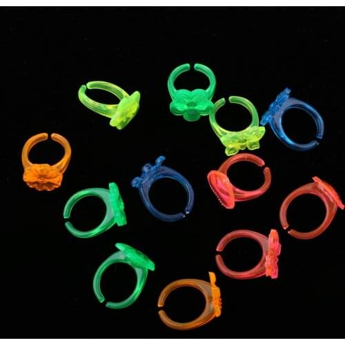 12pcs Mixed Color Kids Plastic Diamond Rings Jewelry For Kids Role Playing Toy