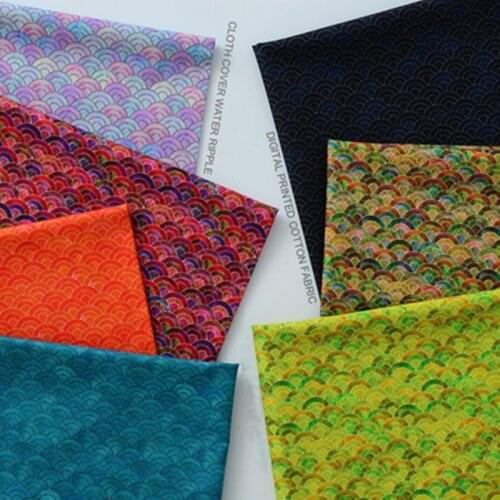 140x50CM Colorful Wave Digital Print Cotton Fabric Patchwork Sewing Summer Clothes Bedding Handmade Gradient Ripple Fabric Tissu