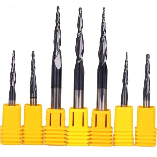 2 Flutes 30 degrees Solid Carbide Ball Nose Taper Endmill for stainless steel steel Aluminium Alloy copper wood acrylic Carving