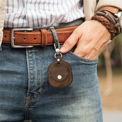 2021 Earphone Bag Earbuds Protective Case Crazy-horse Leather Pouch with Buckle For Galaxy buds2