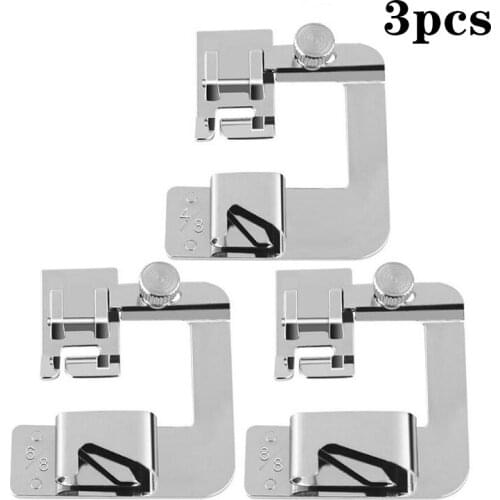 3Pcs Domestic Sewing Machine Foot Presser Rolled Hem Feet Set For Brother Singer Janome Babylock Juki Sewing Machine Accessories