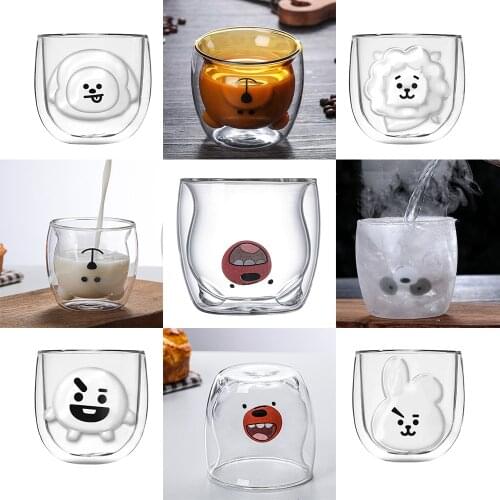 3D 2-tier Lovely Bear Innovative Beer Glasses Glass mug Heat-resistant Double Wall Coffee Cup Milk Juice Christmas mug