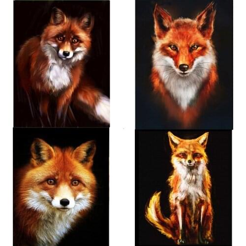 New 5D DIY diamond painting cross stitch fox square diamond embroidery animal rhinestone handmade art home decoration gift