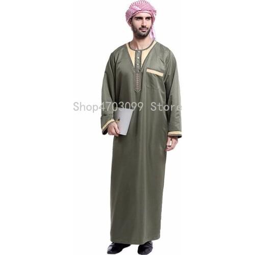 Arab Muslim Clothing for Men Turkey Male Galabia Thobe Arabic Islamic Abayas Pakistan Dubai Indian Loose Kaftan Robe Prayer Suit