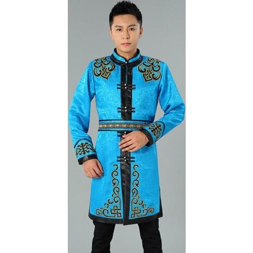 Asia vintage daily life Costume Traditional ethnic clothing for men tang suit top mongolian oriental male jacket