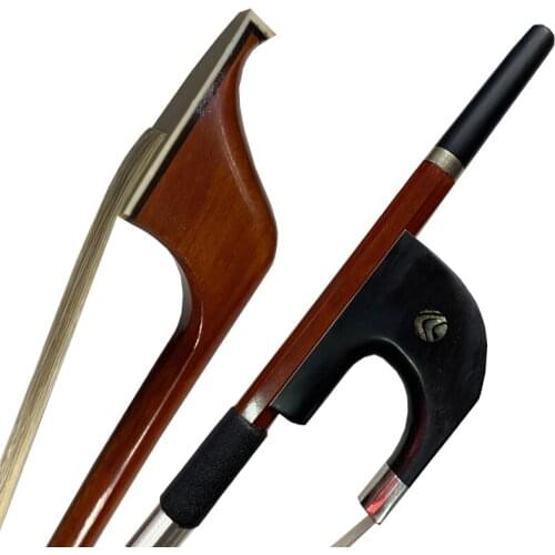 4/4 Size German Style Professional Master Pernambuco BASS BOW Ebony Frog Strong fast response whiteNatural Horsehair