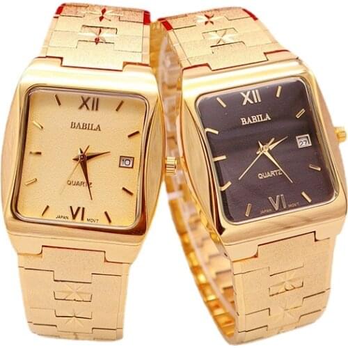 INS Fashion Watch Square Sand Gold Watch Couple Quartz Waterproof Temperament Watch Neutral Watch Watches for Men and Women