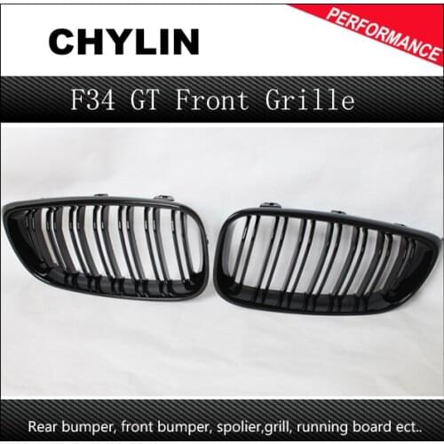 Dual Pair Racing Grills For BMW F34 Gran Turismo 320i 328i 330i 335i 340i 325d Glossy Black Front Bumper Grille Car Stying Grill