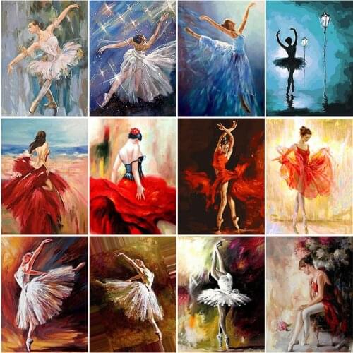 HUACAN 5D Diamond Painting Ballet Woman Picture Rhinestone Diamond Embroidery Portrait Cross Stitch Kit Mosaic Decor For Home