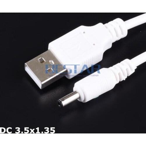 White USB To 3.5*1.35mm /DC 35135 3.5x1.35mm 3.5 mm x 1.35 mm 3.5mm/1.35mm Jack Plug DC Power charging Adapter Cable 1M 3FT