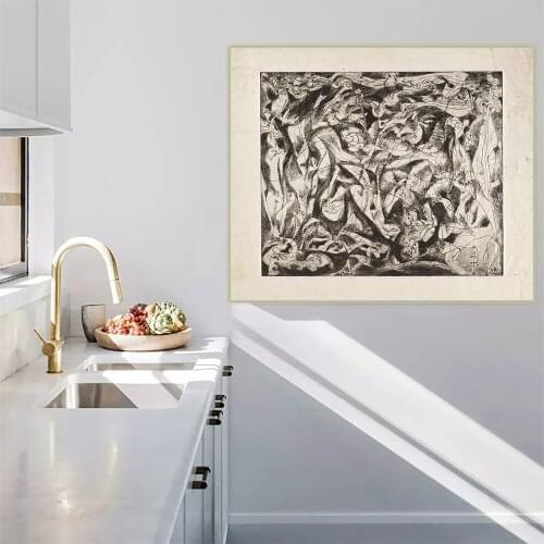 Citon Jackson Pollock《The Museum Outlet》Canvas Oil Painting Famous Artwork Poster Picture Wall Decor Home Living room Decoration