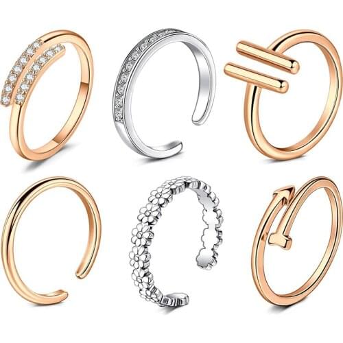 Adjustable Toe Rings for Women Simple Open Band Fingers Joint Knuckle Tail Ring Sandals Foot Jewelry